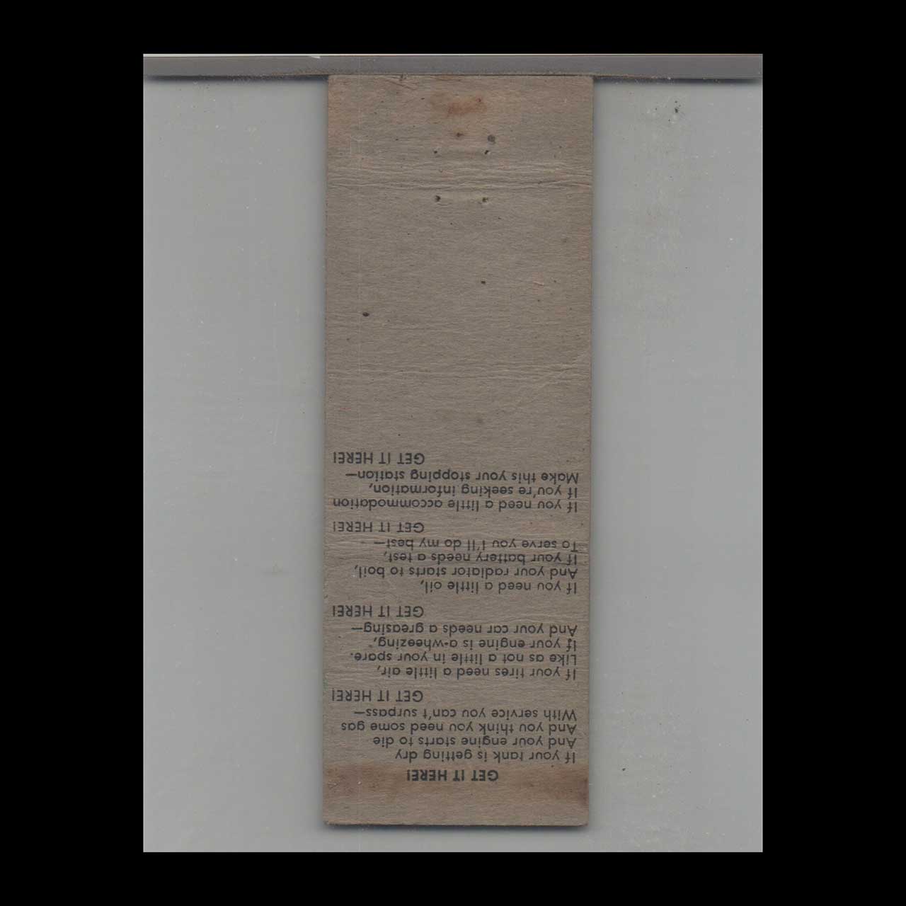 Tommys Gulf Service Matchbook Cover Centreville VA Tommys Gulf Service Matchbook Cover Centreville VA