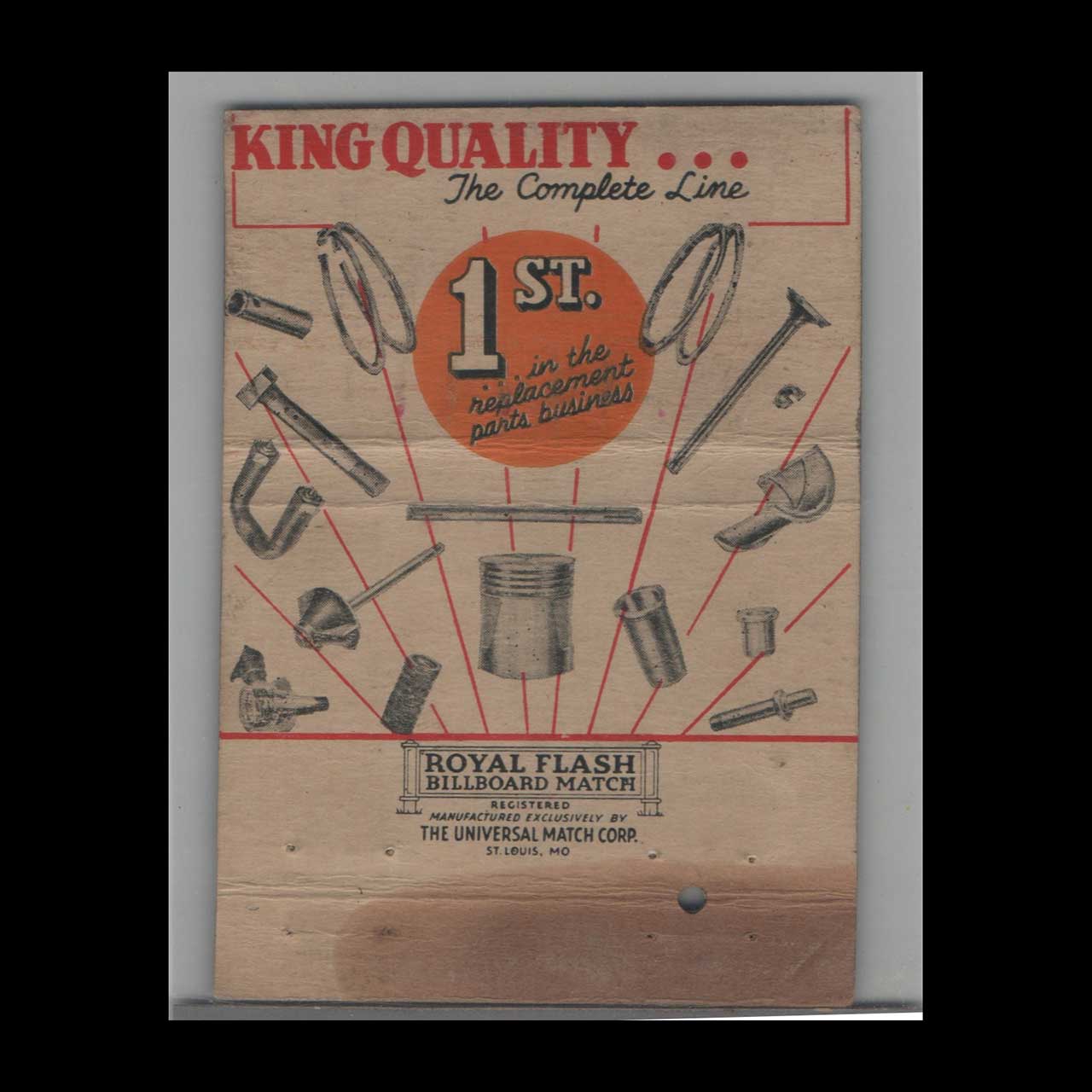 King Quality Super X Pistons Matchbook Cover King Quality Super X Pistons Matchbook Cover