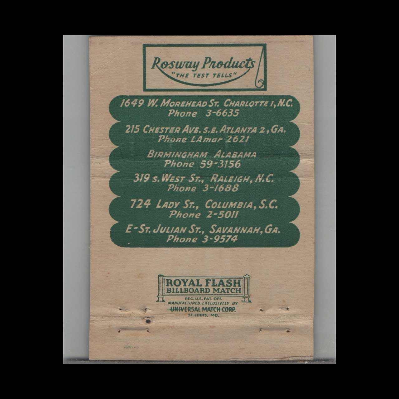 FH Ross & Co Trucking Matchbook Cover Birmingham AL FH Ross & Co Trucking Matchbook Cover Birmingham AL