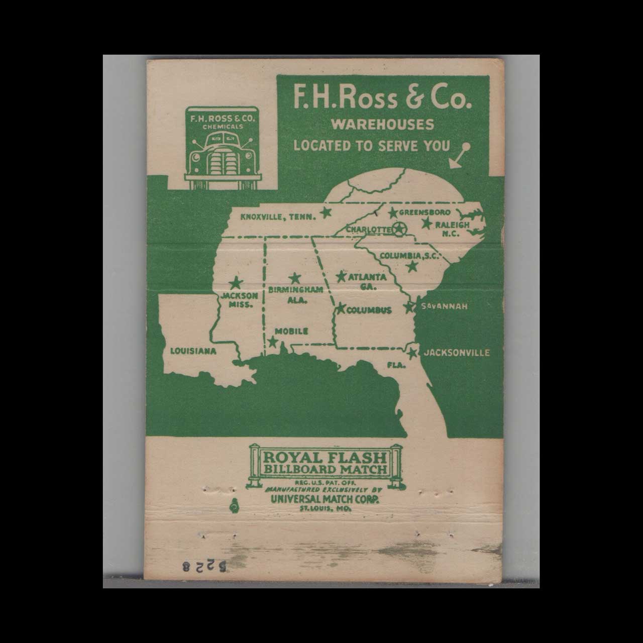 FH Ross & Co Trucking Matchbook Cover Mobile AL FH Ross & Co Trucking Matchbook Cover Mobile AL