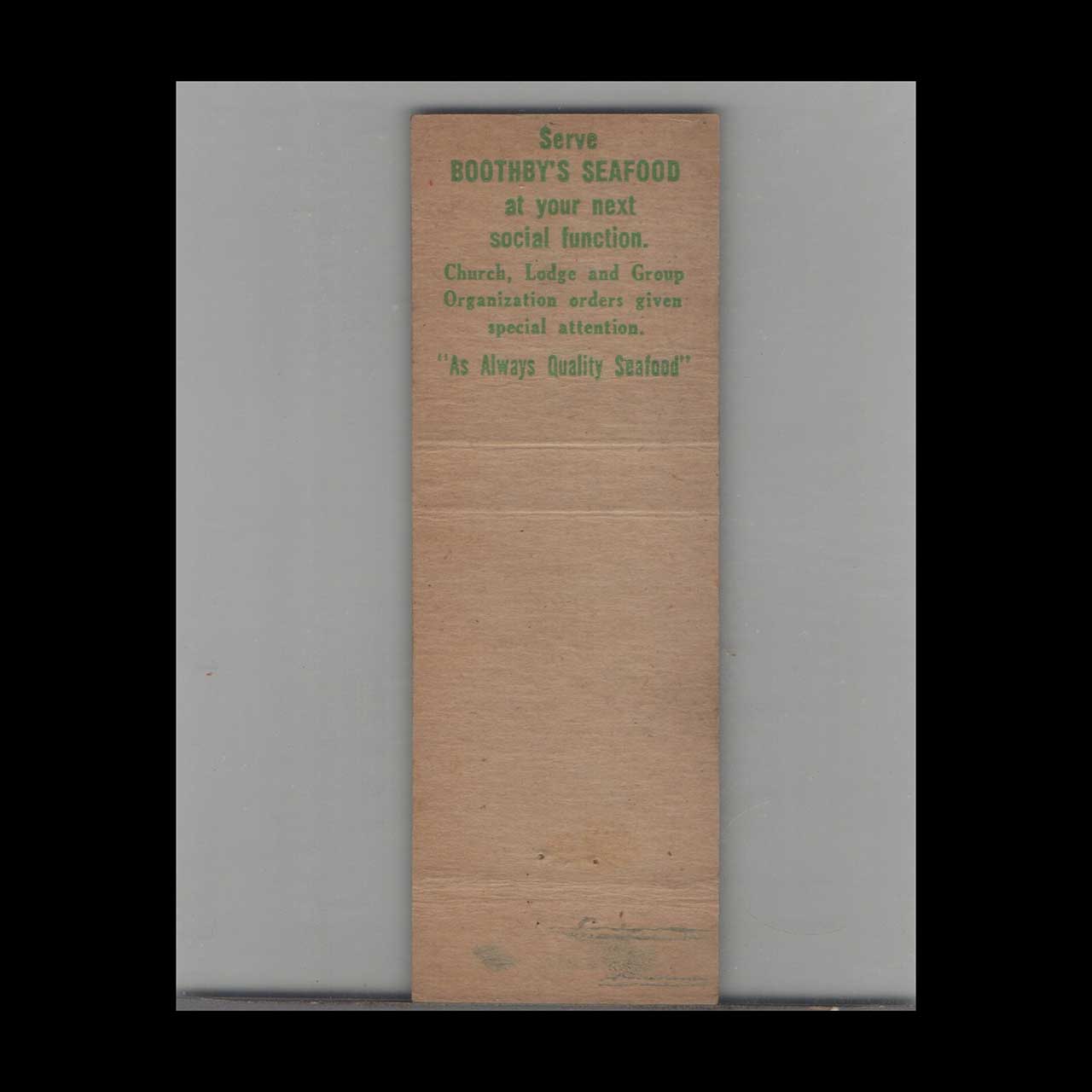 Boothbys Oyster House Matchbook Cover Philadelphia Boothbys Oyster House Matchbook Cover Philadelphia