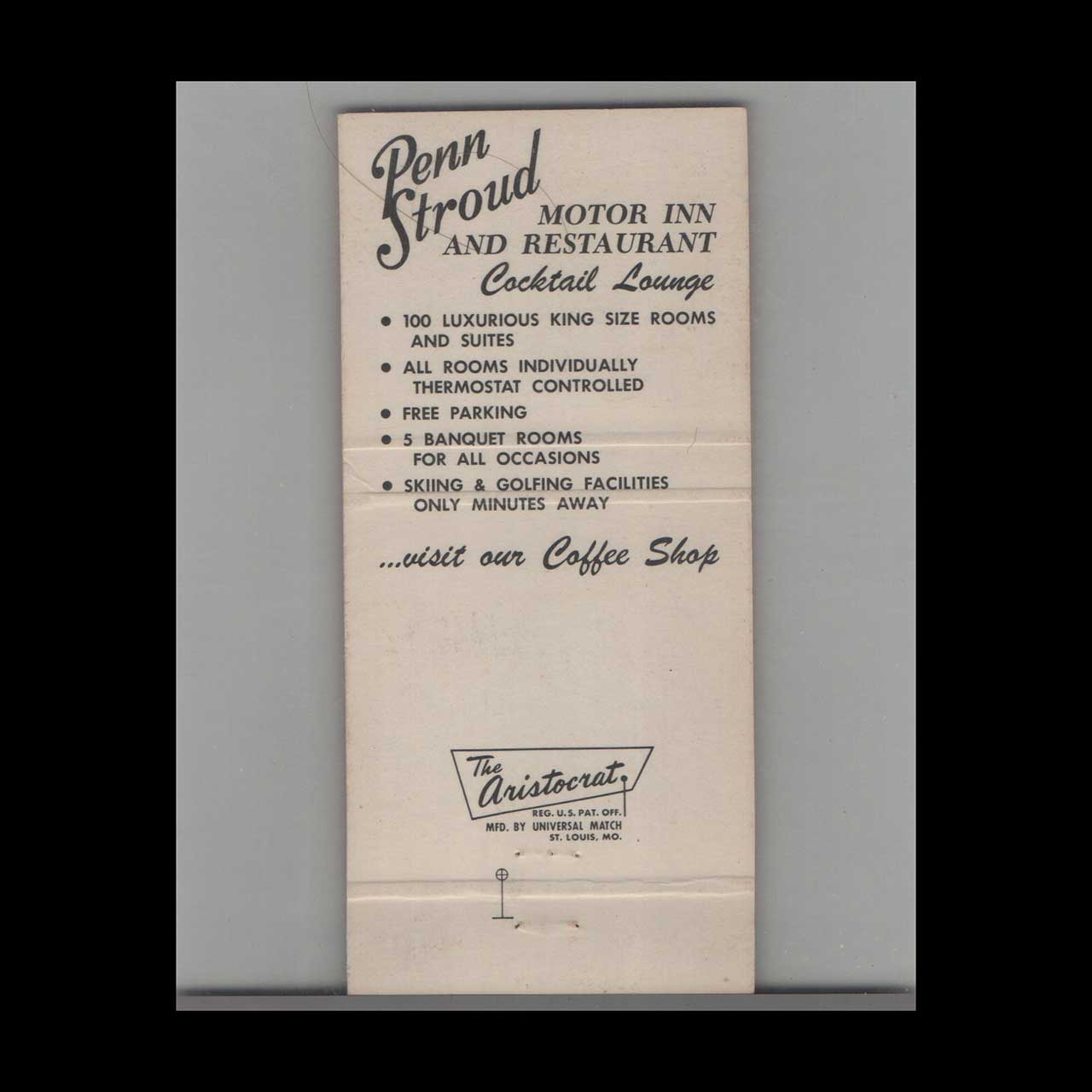 Matchbook Cover Penn Stroud Motor Inn Stroudsburg PA Matchbook Cover Penn Stroud Motor Inn Stroudsburg PA