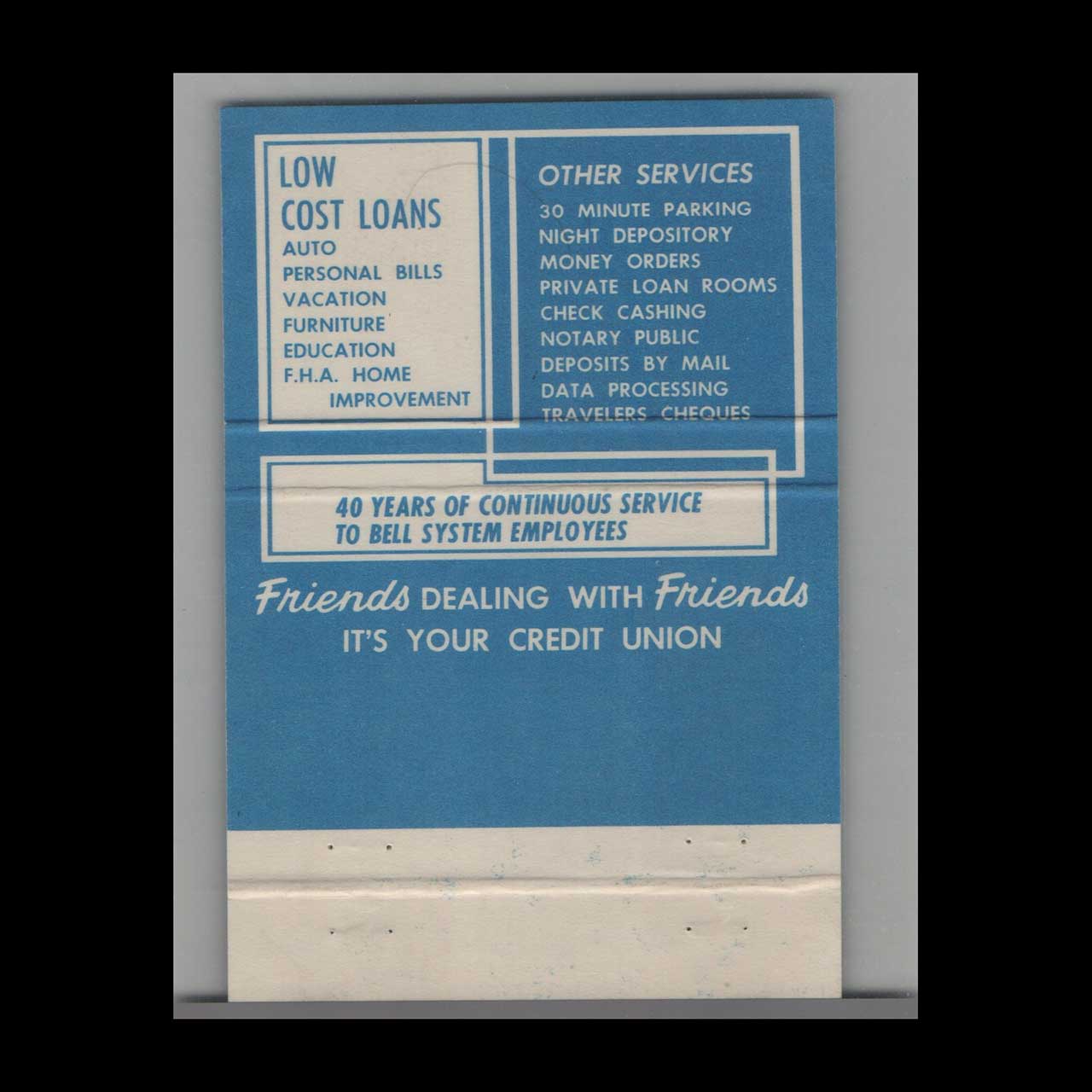 Matchbook Cover The Columbus Telephone Employees Credit Union Matchbook Cover The Columbus Telephone Employees Credit Union