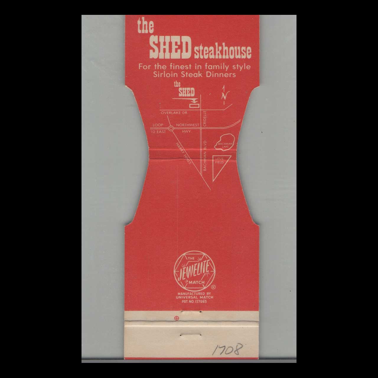 The Shed Steakhouse Matchbook Cover Dallas & Longview TX The Shed Steakhouse Matchbook Cover Dallas & Longview TX