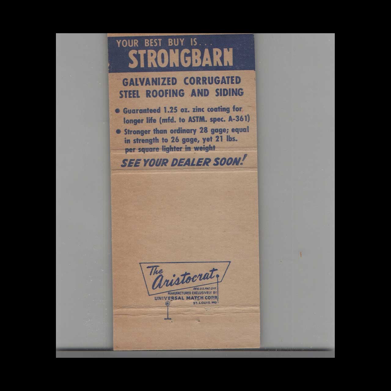 Strongbarn High Tensile Steel Matchbook Cover Strongbarn High Tensile Steel Matchbook Cover
