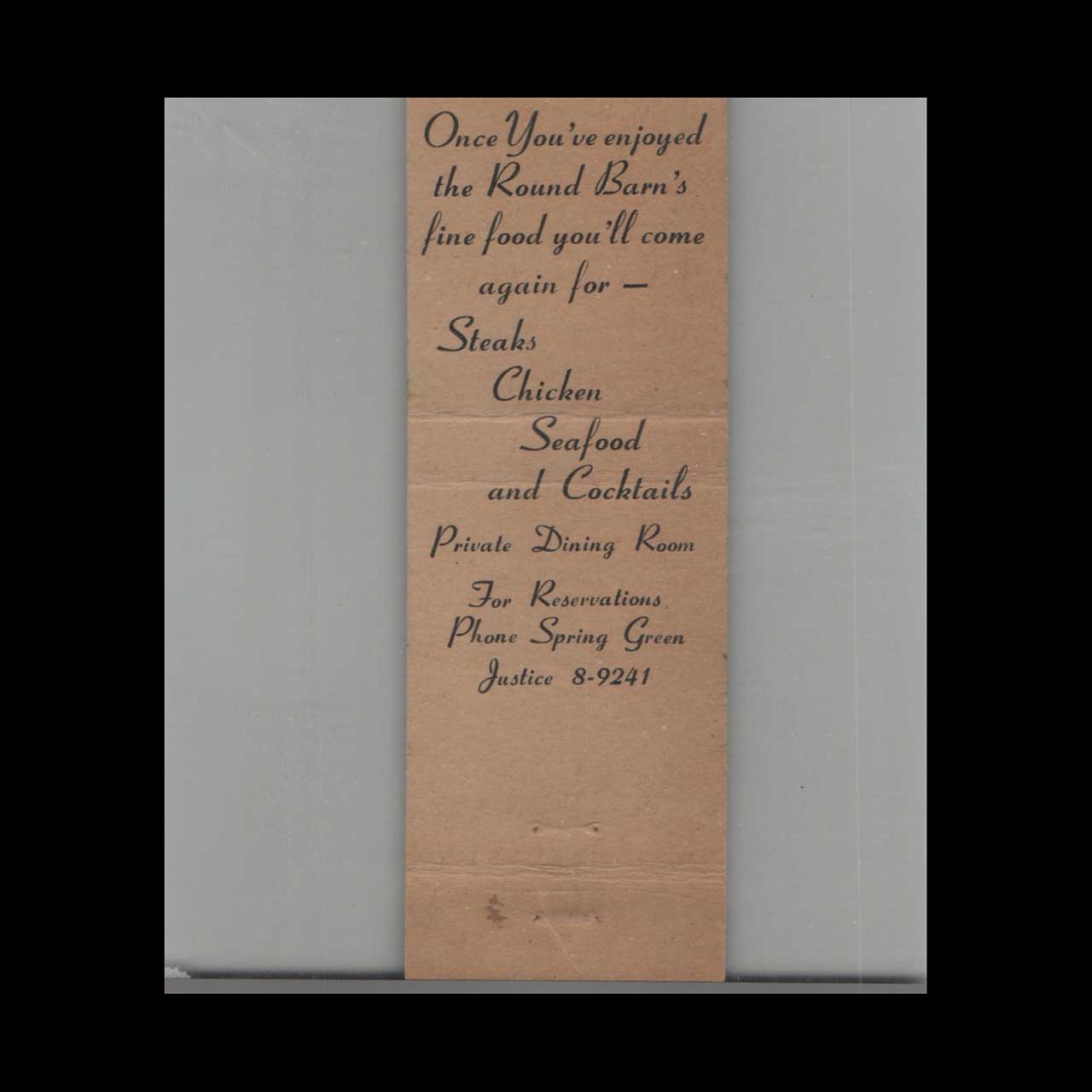 Rocks Round Barn Matchbook Cover Spring Green WI Rocks Round Barn Matchbook Cover Spring Green WI