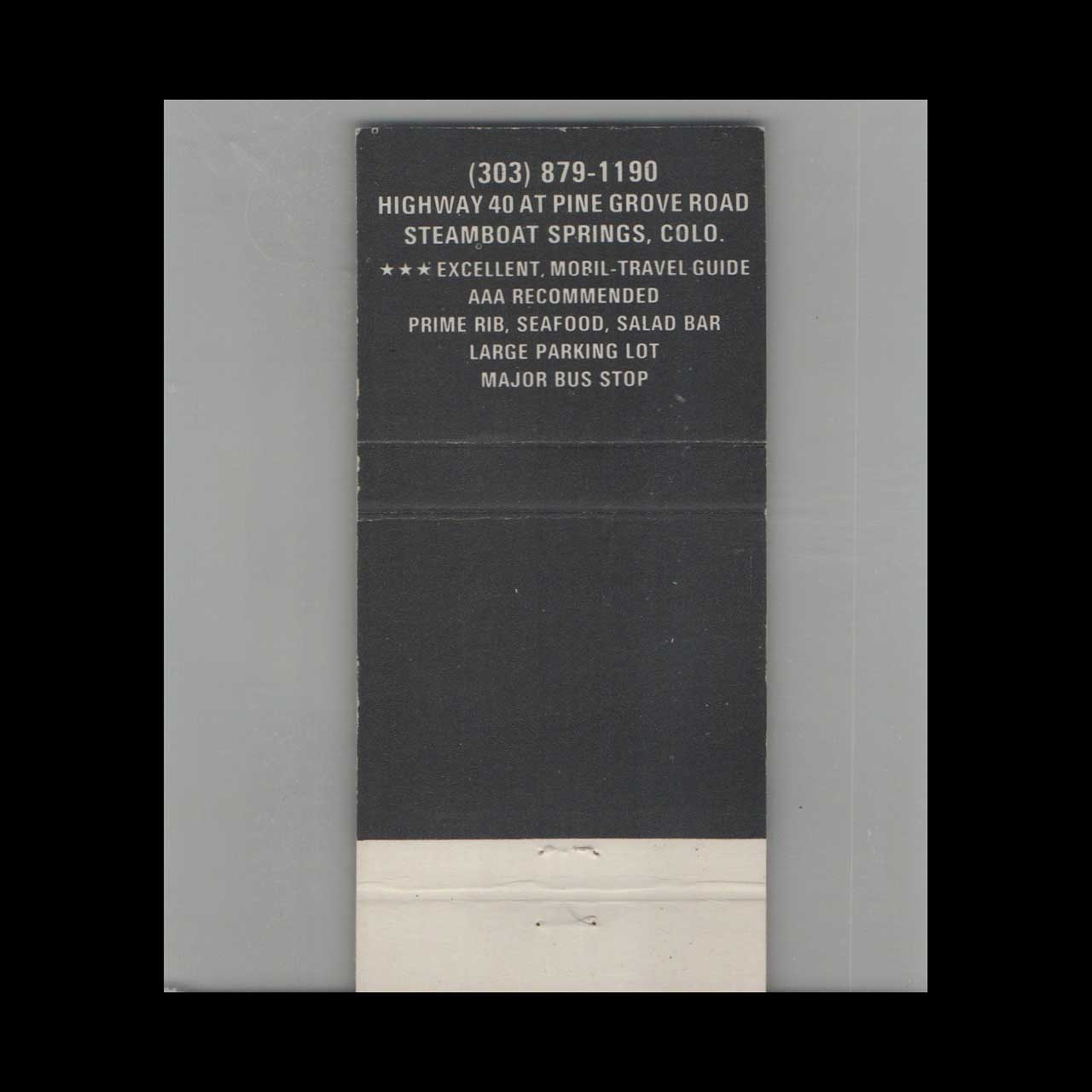 Pine Grove Restaurant Matchbook Cover Steamboat Springs Pine Grove Restaurant Matchbook Cover Steamboat Springs