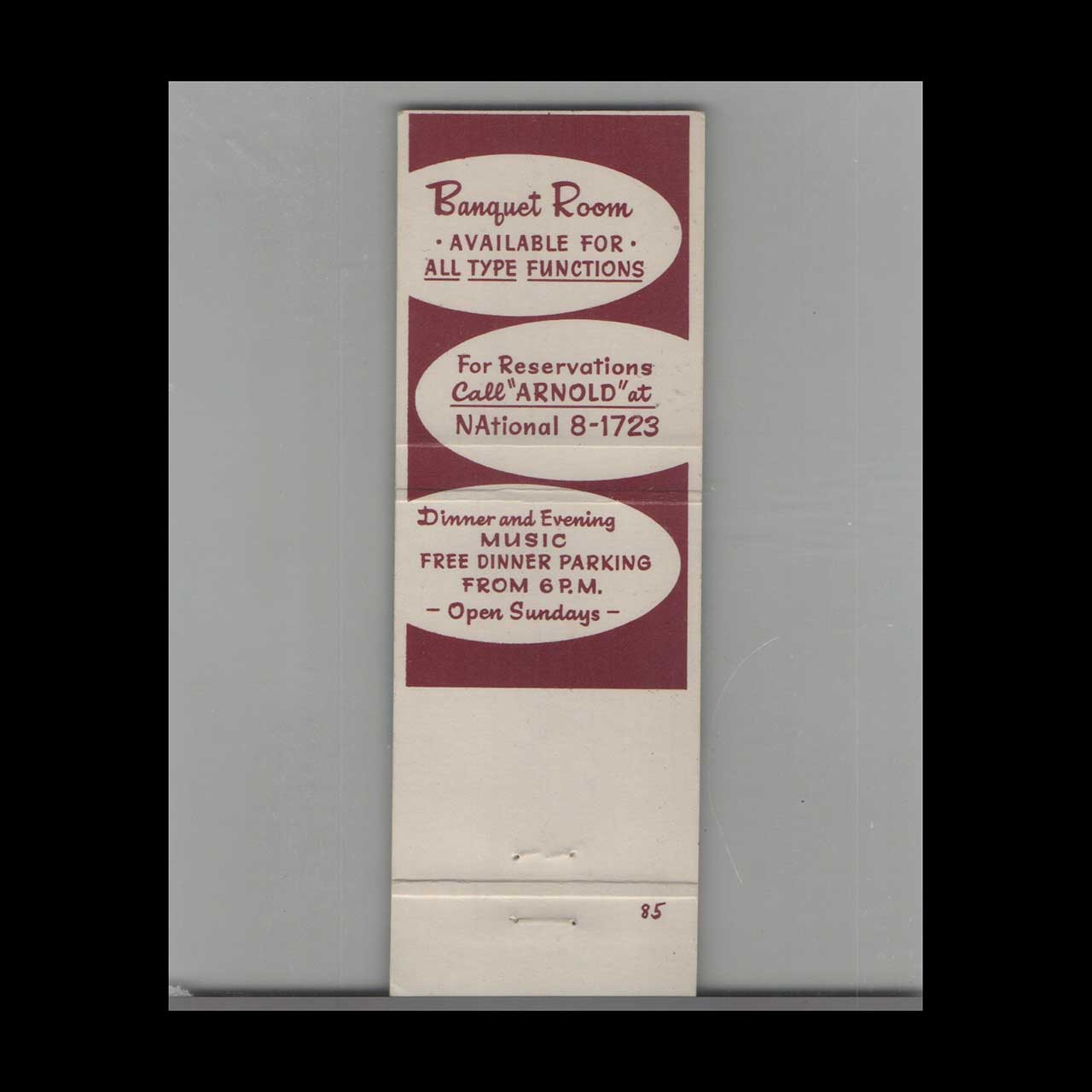 Arnolds Hofbrau Restaurant Matchbook Cover DC Arnolds Hofbrau Restaurant Matchbook Cover DC