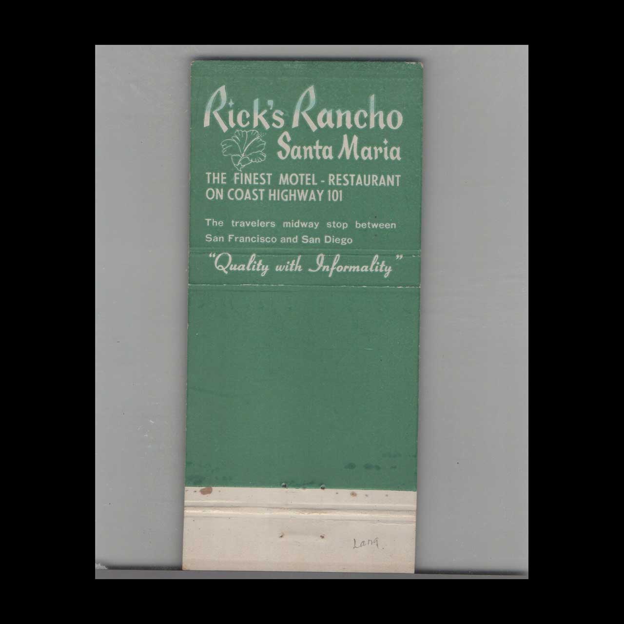 Matchbook Cover Ricks Rancho Restaurant Santa Maria CA Matchbook Cover Ricks Rancho Restaurant Santa Maria CA