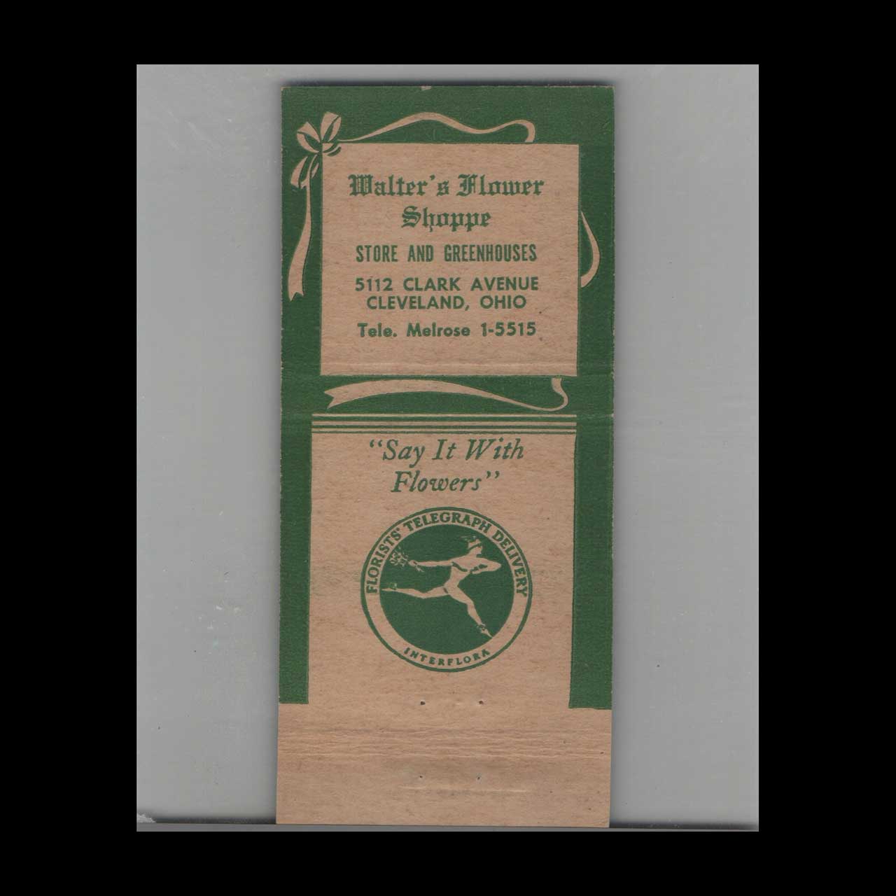 Matchbook Cover Walters Flower Shoppe Cleveland OH Matchbook Cover Walters Flower Shoppe Cleveland OH