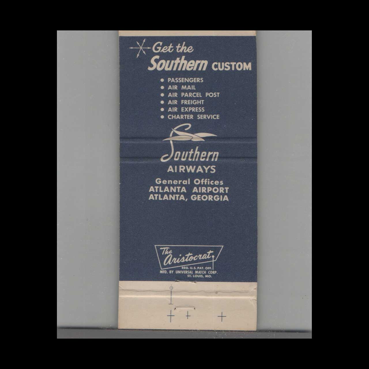 Southern Airways Aviation Matchbook Cover Southern Airways Aviation Matchbook Cover