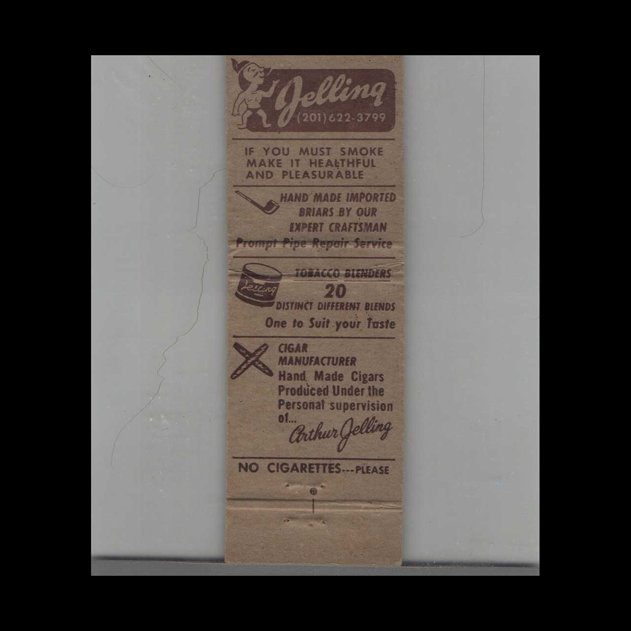 Jelling Cigars 50th Anniversary Matchbook Cover Newark NJ Jelling Cigars 50th Anniversary Matchbook Cover Newark NJ