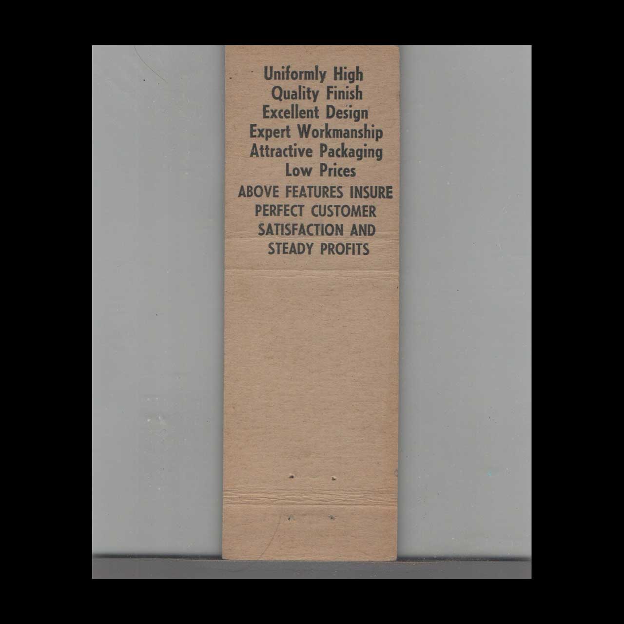 Matchbook Cover Jamaica Brass Manufacturing Co Jamaica NY Matchbook Cover Jamaica Brass Manufacturing Co Jamaica NY