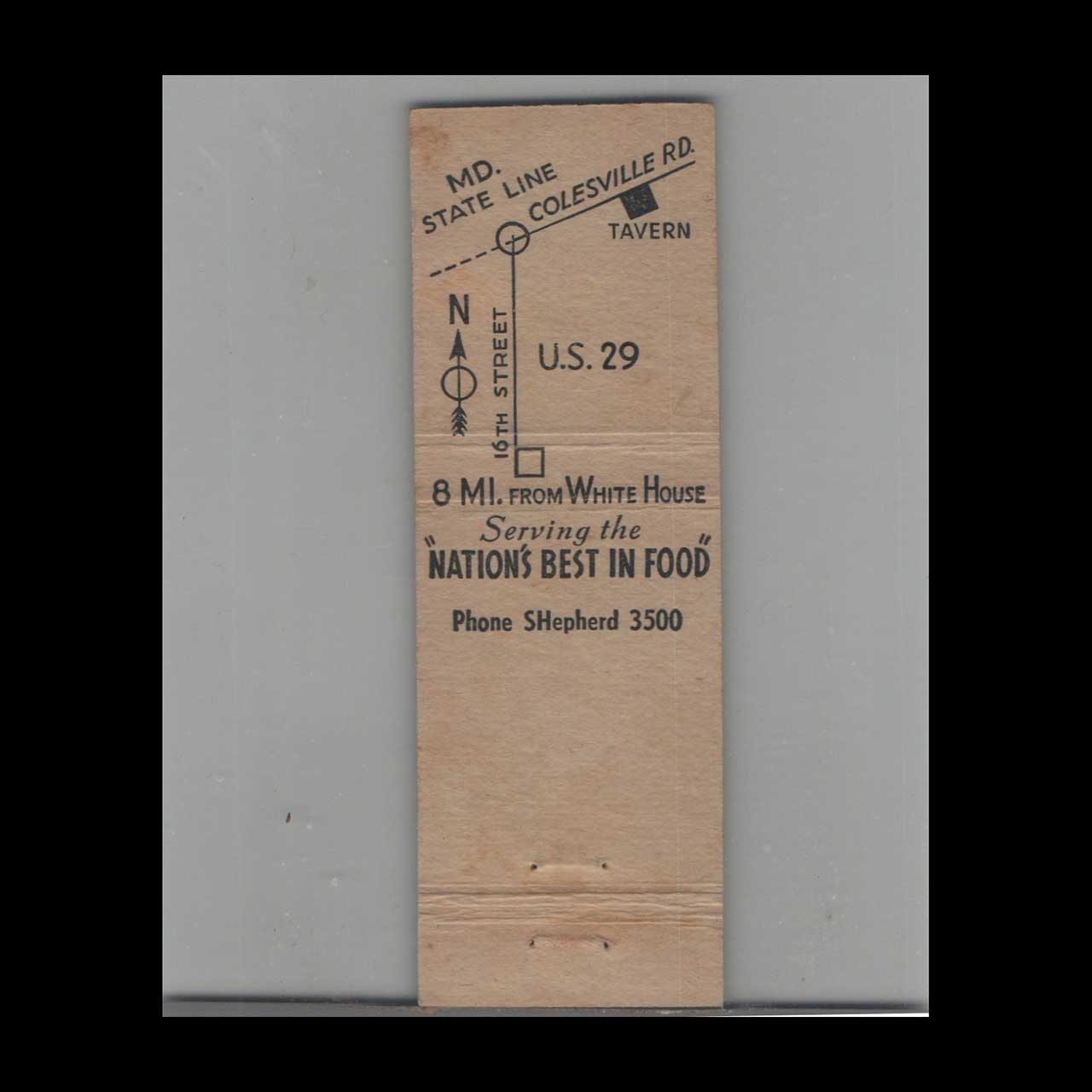 Mrs Ks Toll House Tavern Matchbook Cover Silver Spring MD Mrs Ks Toll House Tavern Matchbook Cover Silver Spring MD