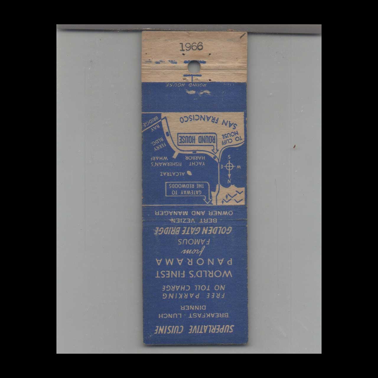 Round House Restaurant Matchbook Cover San Francisco Round House Restaurant Matchbook Cover San Francisco