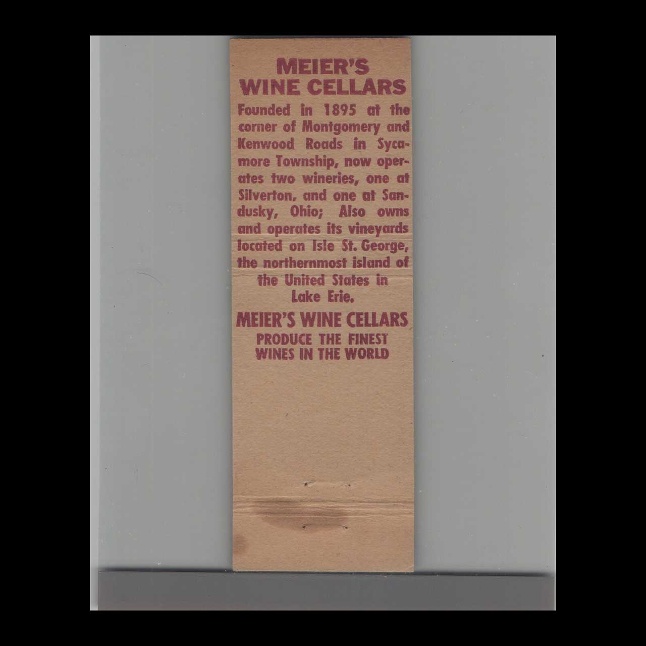 Matchbook Cover Meirs Wine Stube Silverton OH Matchbook Cover Meirs Wine Stube Silverton OH