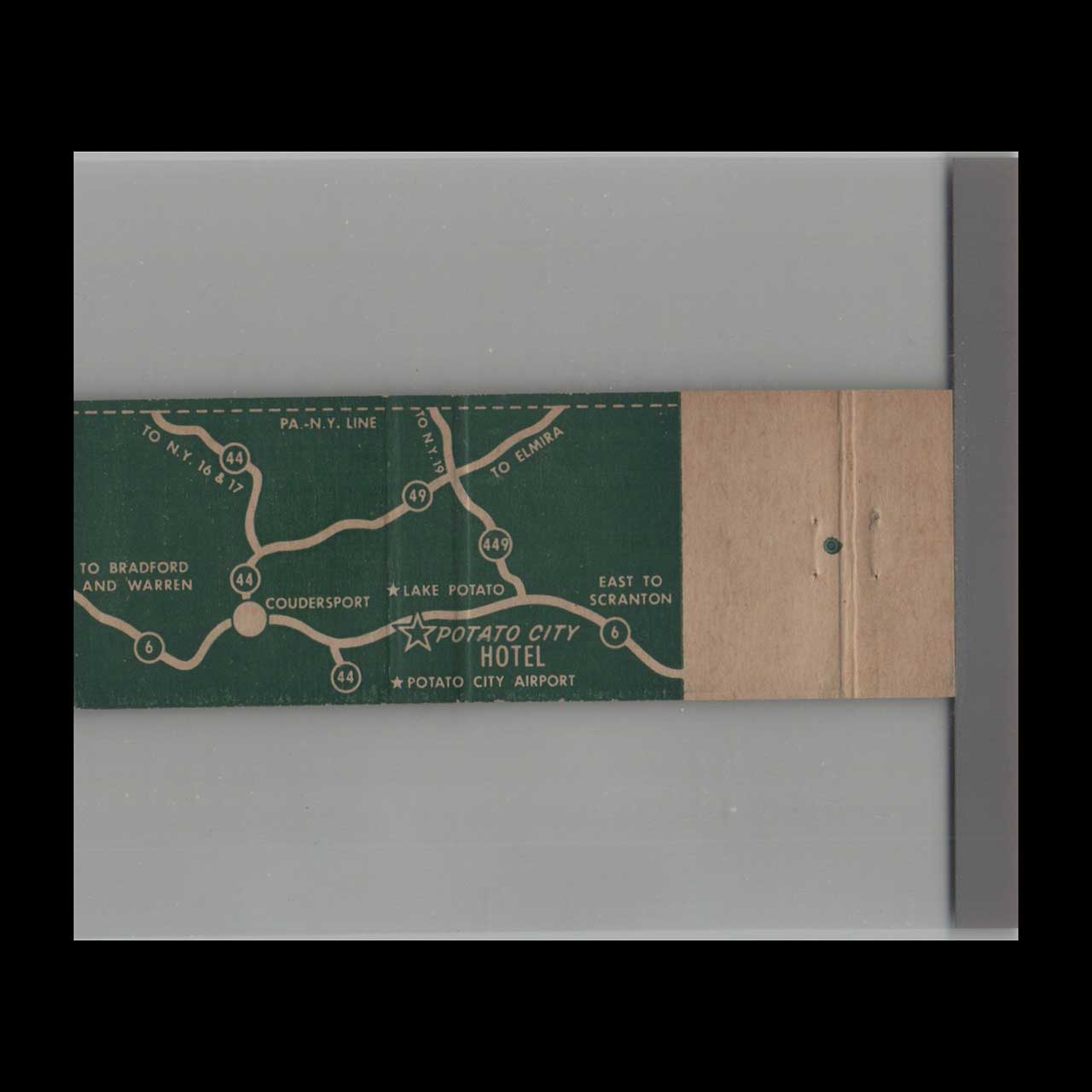 Matchbook Cover Potato City Hotel Coudersport PA Matchbook Cover Potato City Hotel Coudersport PA