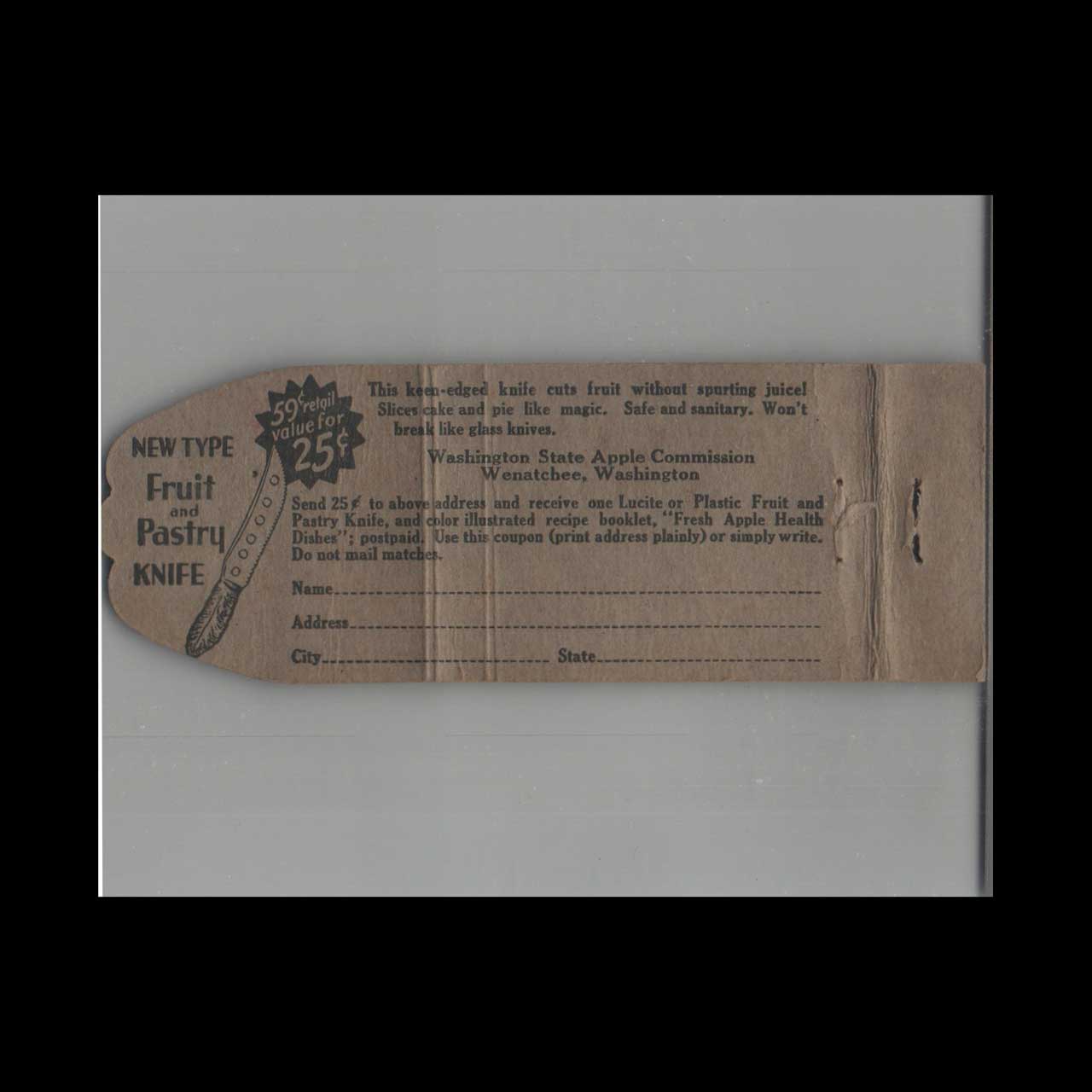 Matchbook Cover Washington State Apple Rich In Vitamins & Minerals Too Matchbook Cover Washington State Apple Rich In Vitamins & Minerals Too