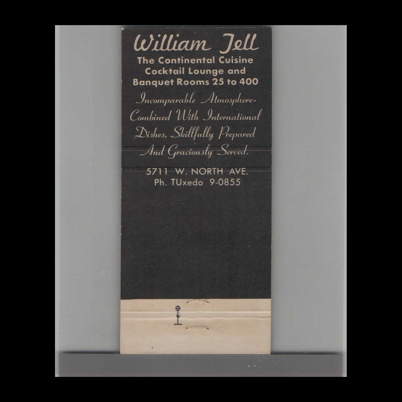 William Tell Restaurant Chicago Matchbook Cover William Tell Restaurant Chicago Matchbook Cover