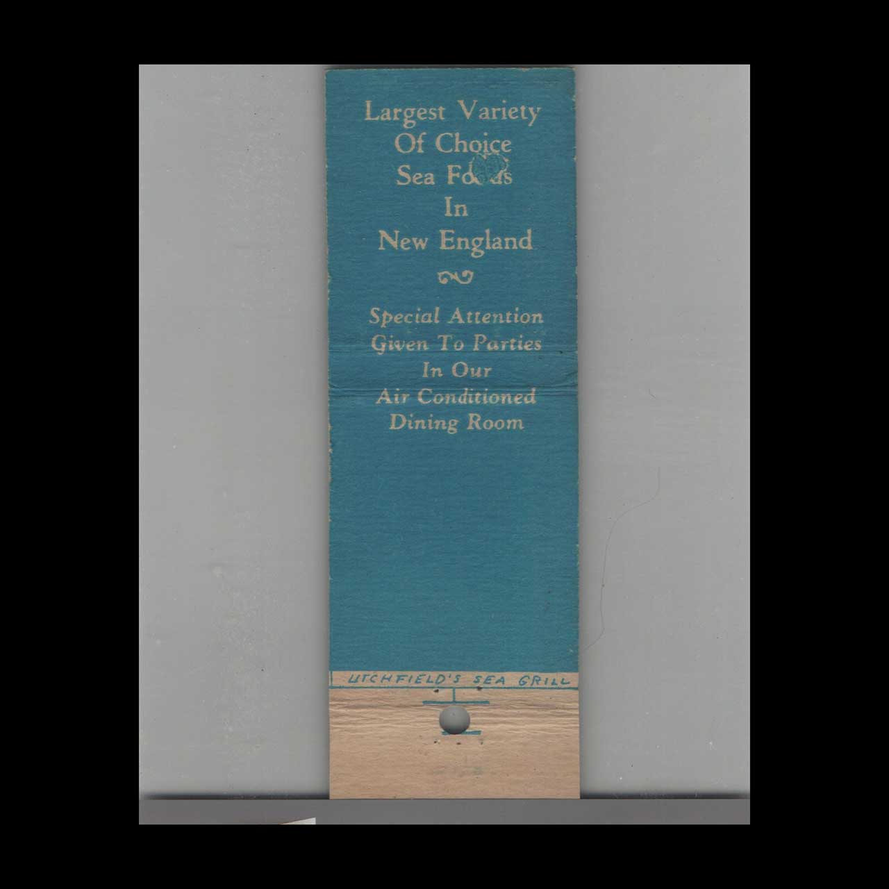 Litchfields Sea Grill Boston Matchbook Cover Litchfields Sea Grill Boston Matchbook Cover
