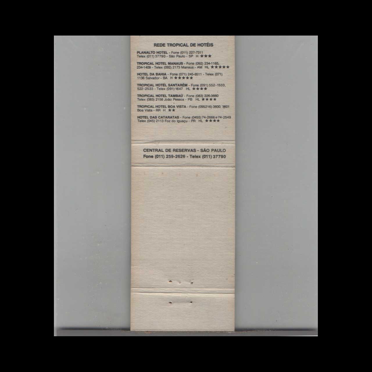 Varig Airlines Matchbook Cover Tropical Hotels Brazil Varig Airlines Matchbook Cover Tropical Hotels Brazil