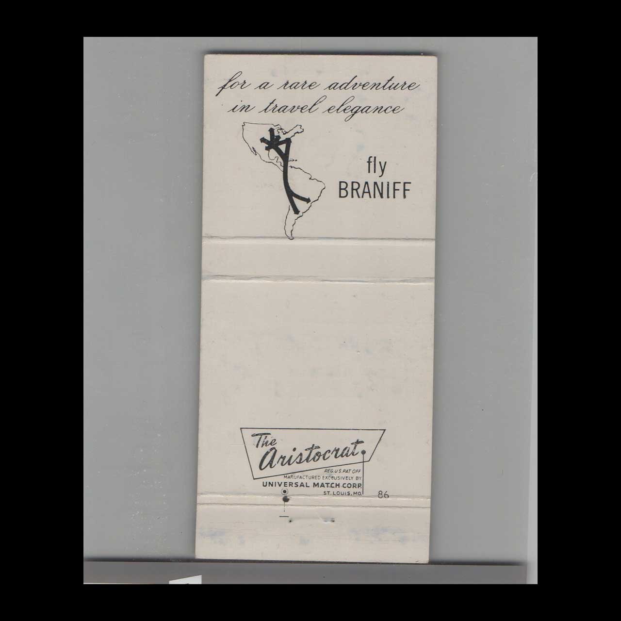 Fly Braniff Airlines Gold Service Matchbook Cover Fly Braniff Airlines Gold Service Matchbook Cover