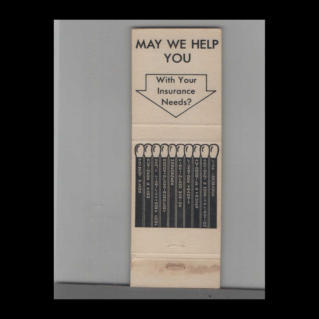 Matchbook Cover Farmers State Insurance Agency Lake Benton MN Matchbook Cover Farmers State Insurance Agency Lake Benton MN