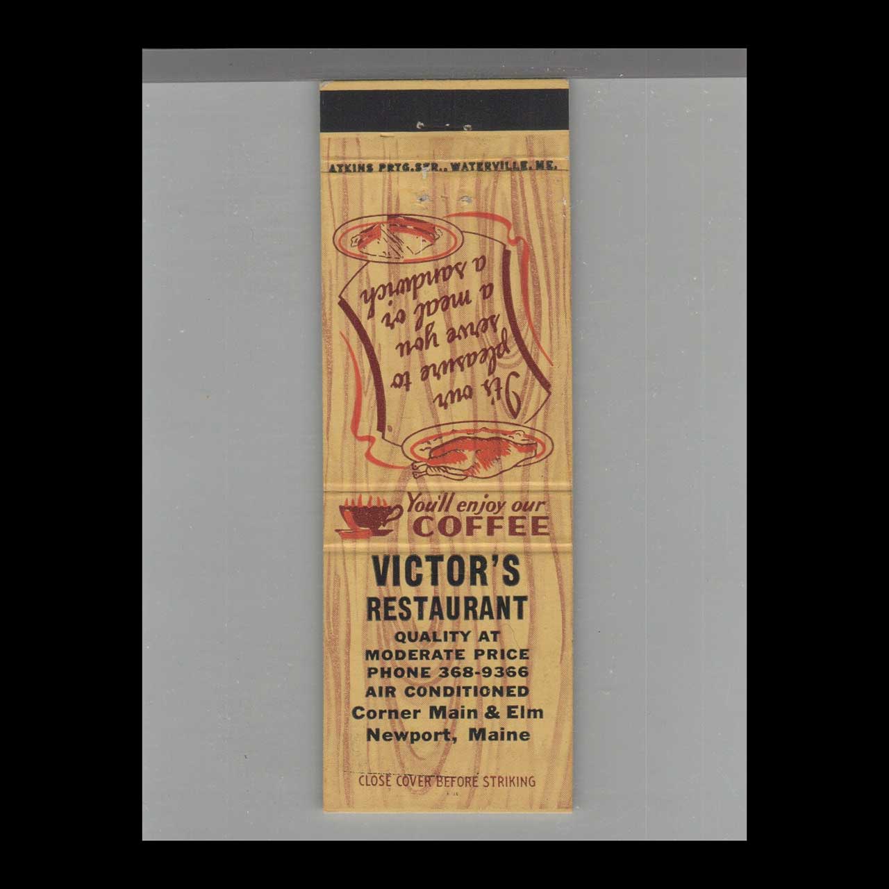 Victor's Restaurant Matchbook Cover Newport ME