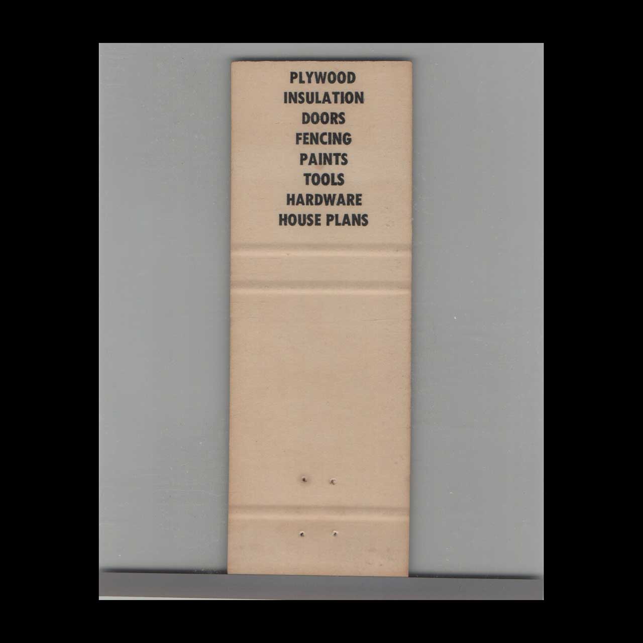 Campbell Building Supply Seattle Matchbook Cover Campbell Building Supply Seattle Matchbook Cover