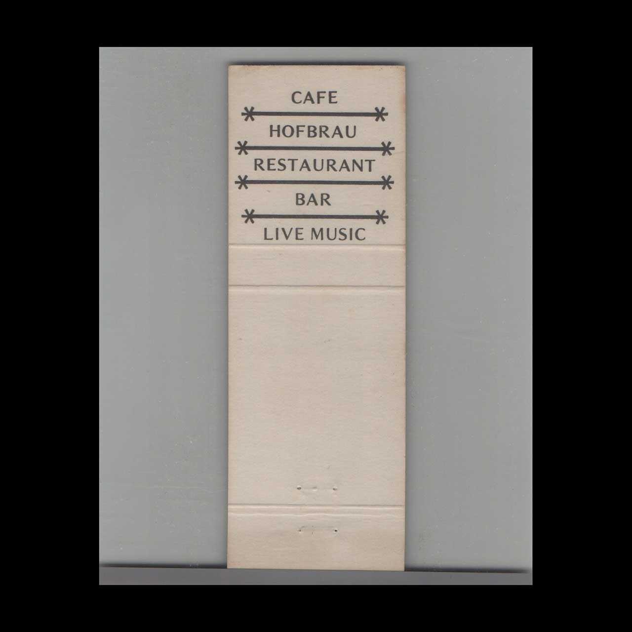 Cafe Bohemia Hayward Matchbook Cover Cafe Bohemia Hayward Matchbook Cover