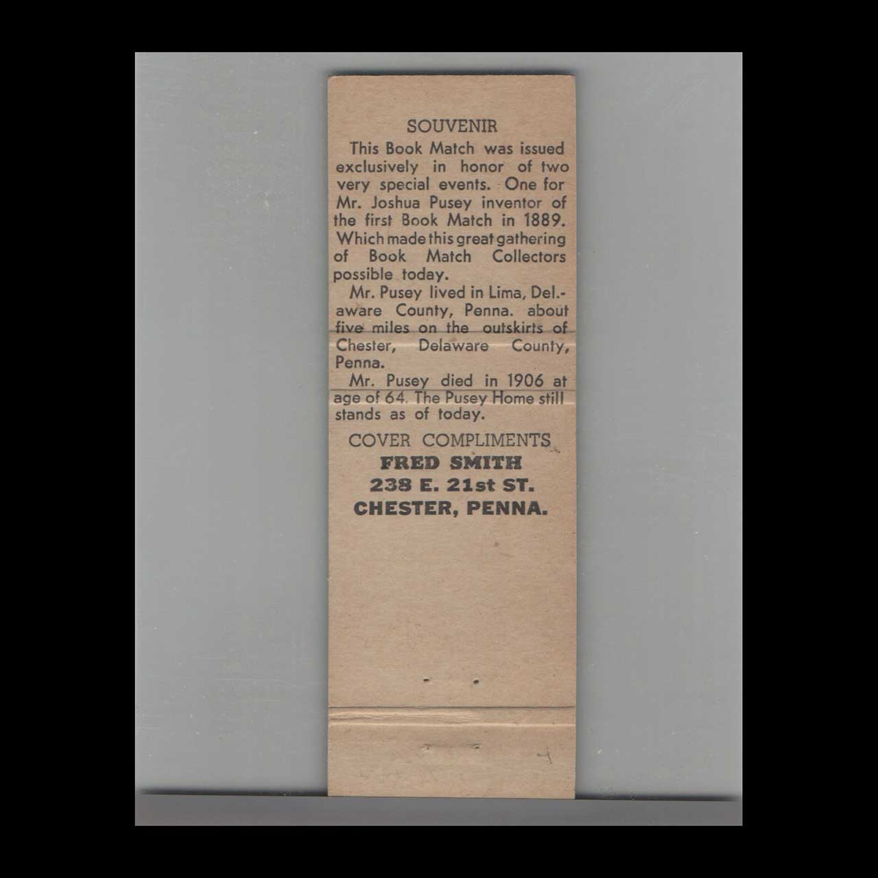 1966 RMS Convention Allentown PA Matchbook Cover 1966 RMS Convention Allentown PA Matchbook Cover