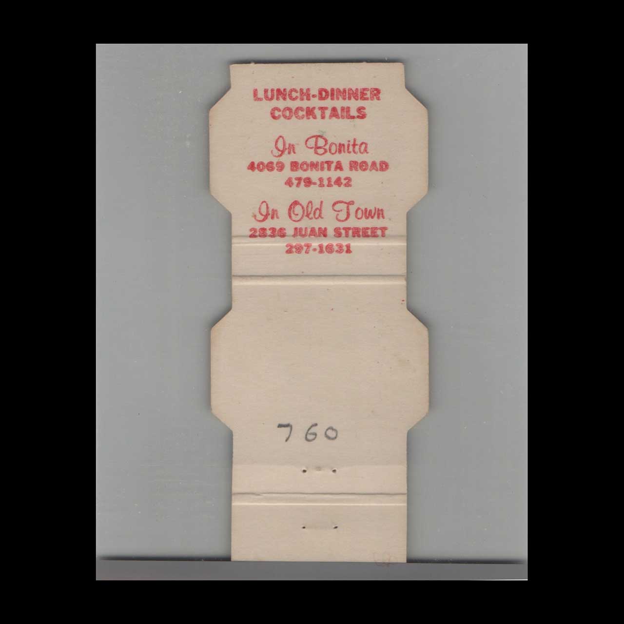 La Pinata Mexican Restaurant Matchbook Cover Old Town La Pinata Mexican Restaurant Matchbook Cover Old Town