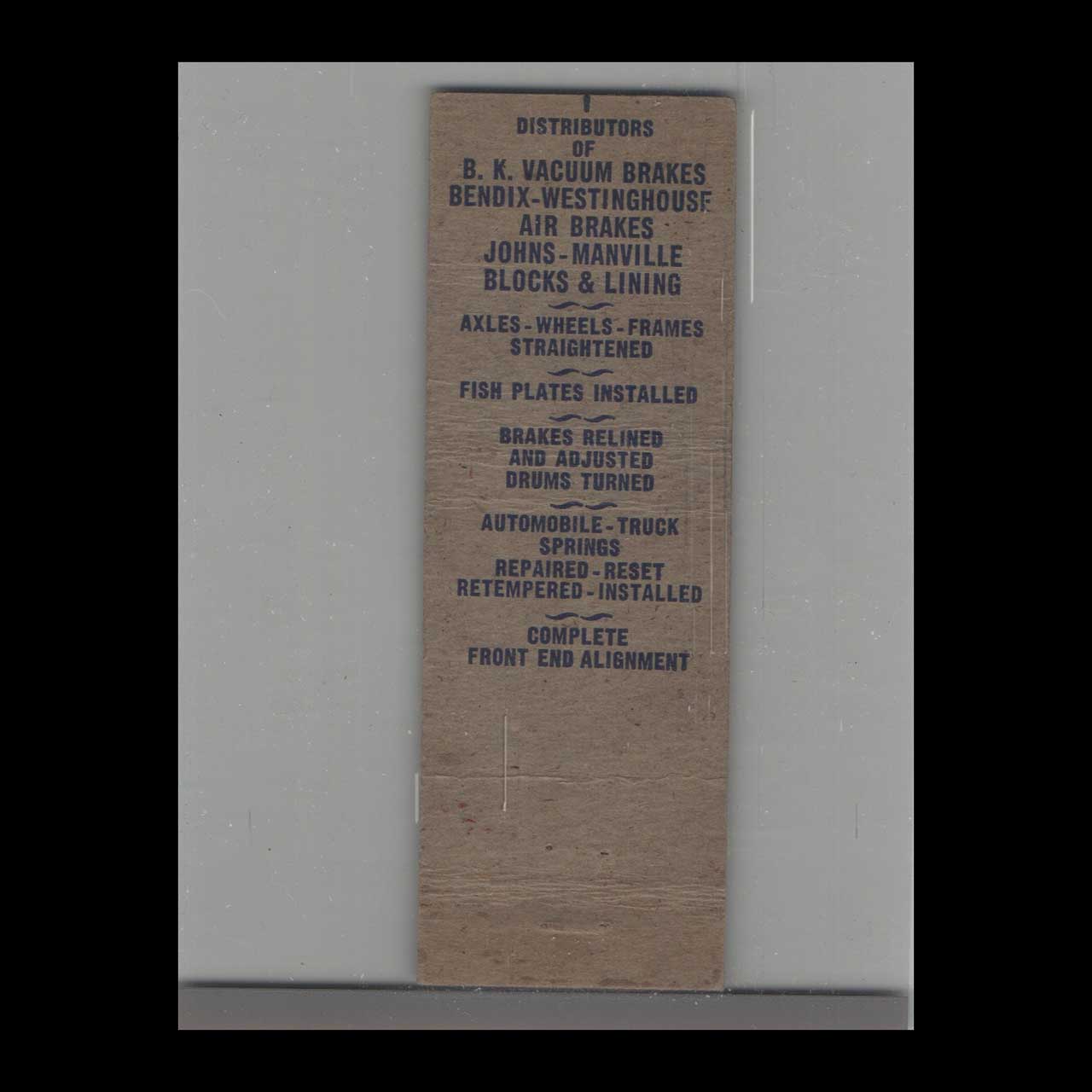 Palmer Spring Co Matchbook Cover Portland ME Est 1849 Palmer Spring Co Matchbook Cover Portland ME Est 1849