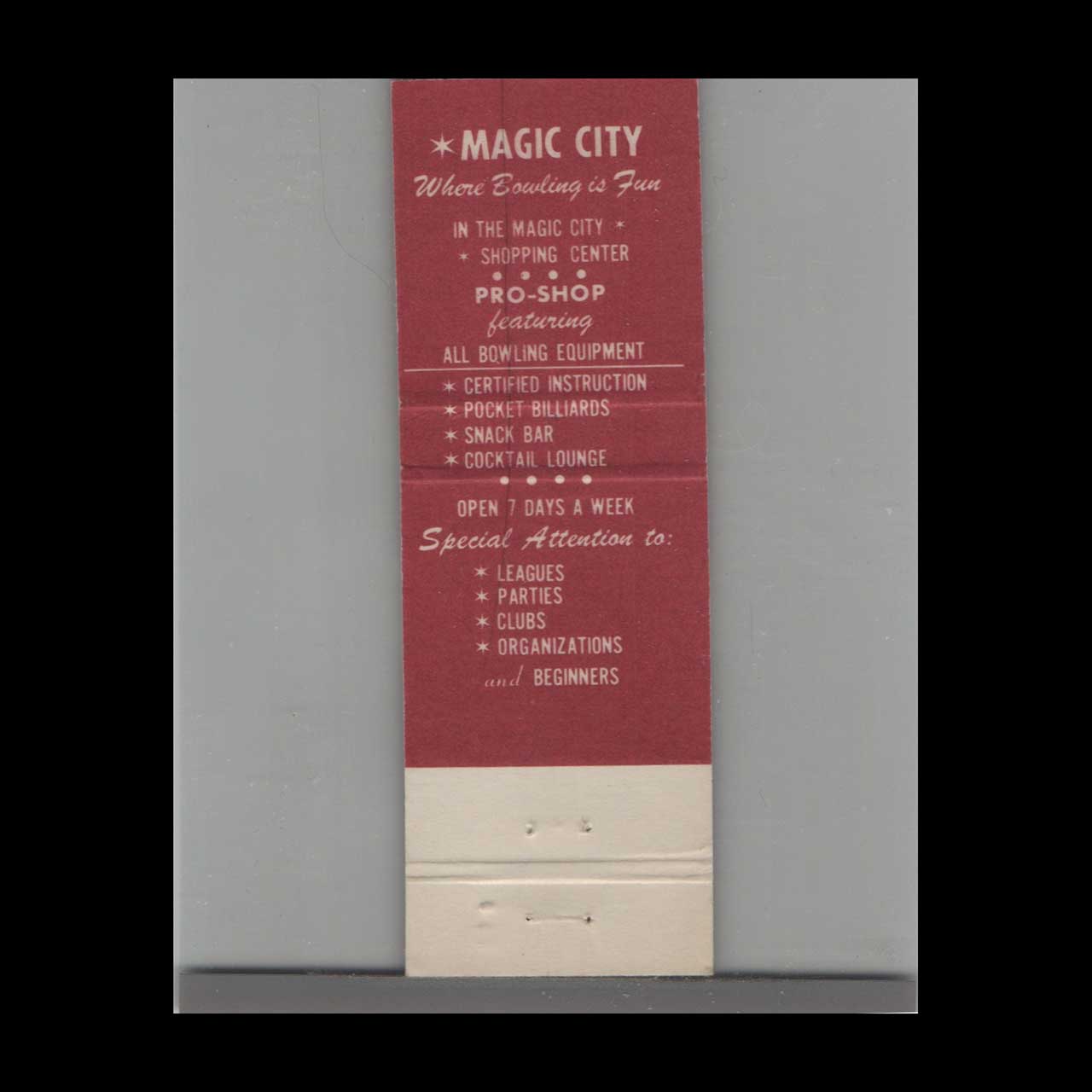 Magic City Bowling Alley Barberton Matchbook Cover Magic City Bowling Alley Barberton Matchbook Cover
