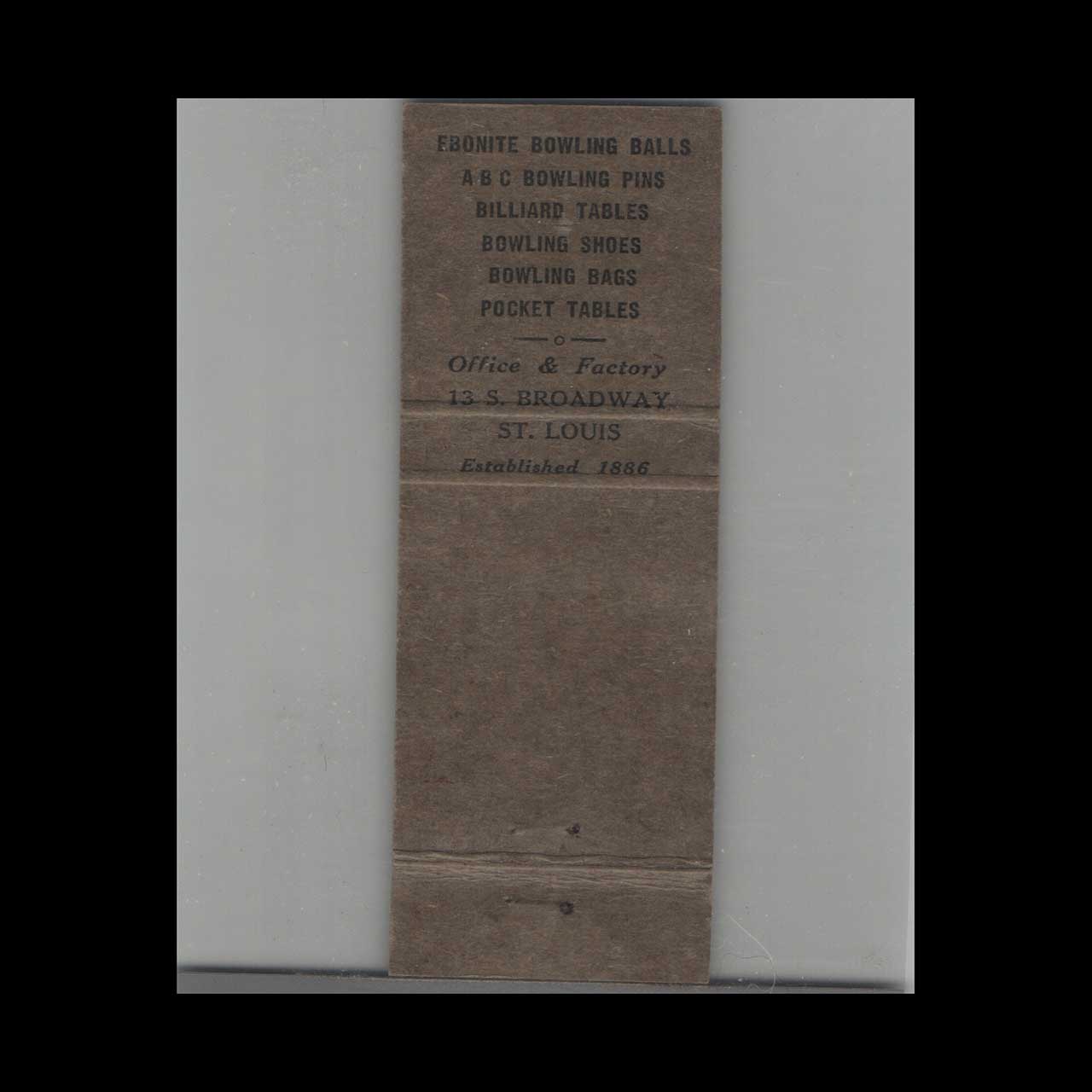 Muellers Bowling & Billiard Matchbook Cover St Louis Muellers Bowling & Billiard Matchbook Cover St Louis