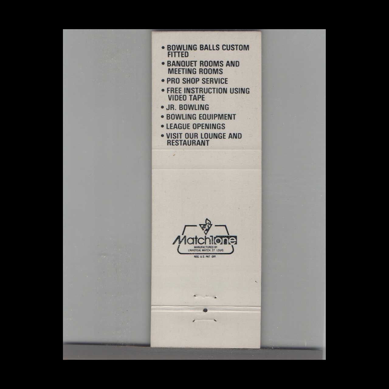 Bowling Panorama Lanes Belleville Matchbook Cover Bowling Panorama Lanes Belleville Matchbook Cover