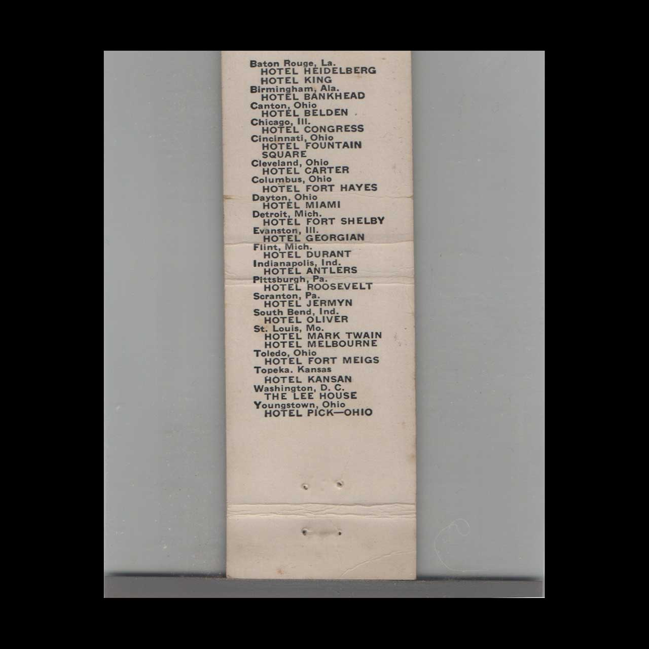 Matchbook Cover Albert Pick Hotels Seasons Greetings Matchbook Cover Albert Pick Hotels Seasons Greetings