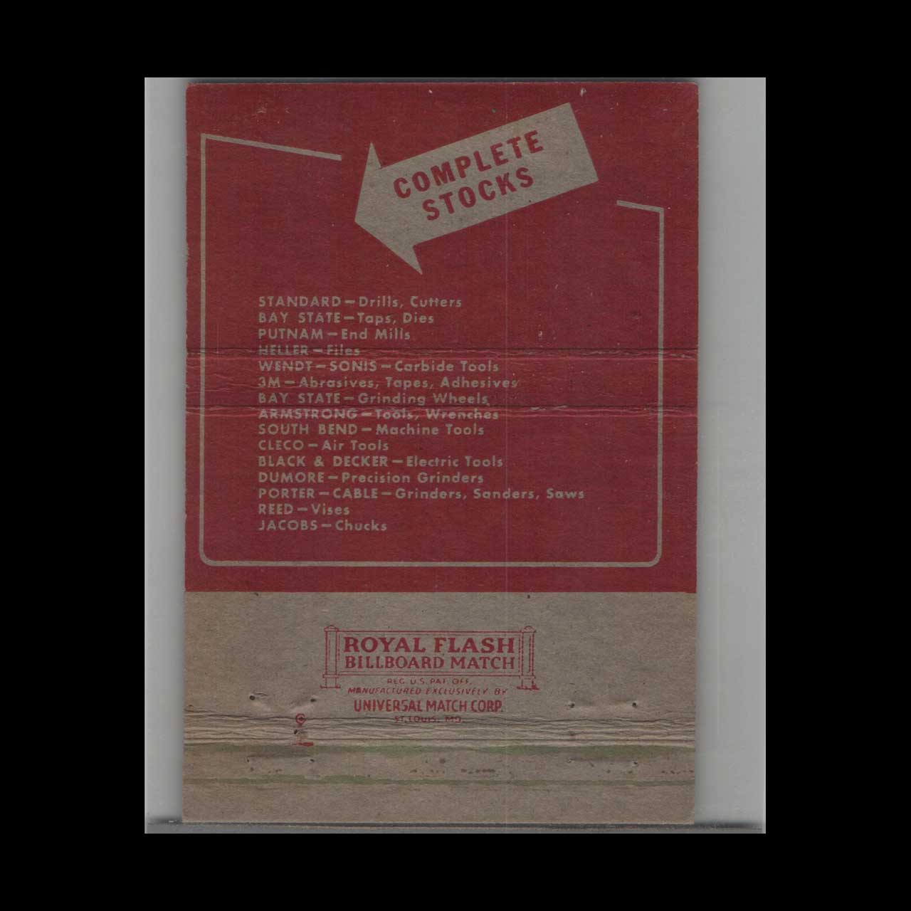 Matchbook Cover Bossert Tool & Supply Co Kansas City MO Matchbook Cover Bossert Tool & Supply Co Kansas City MO