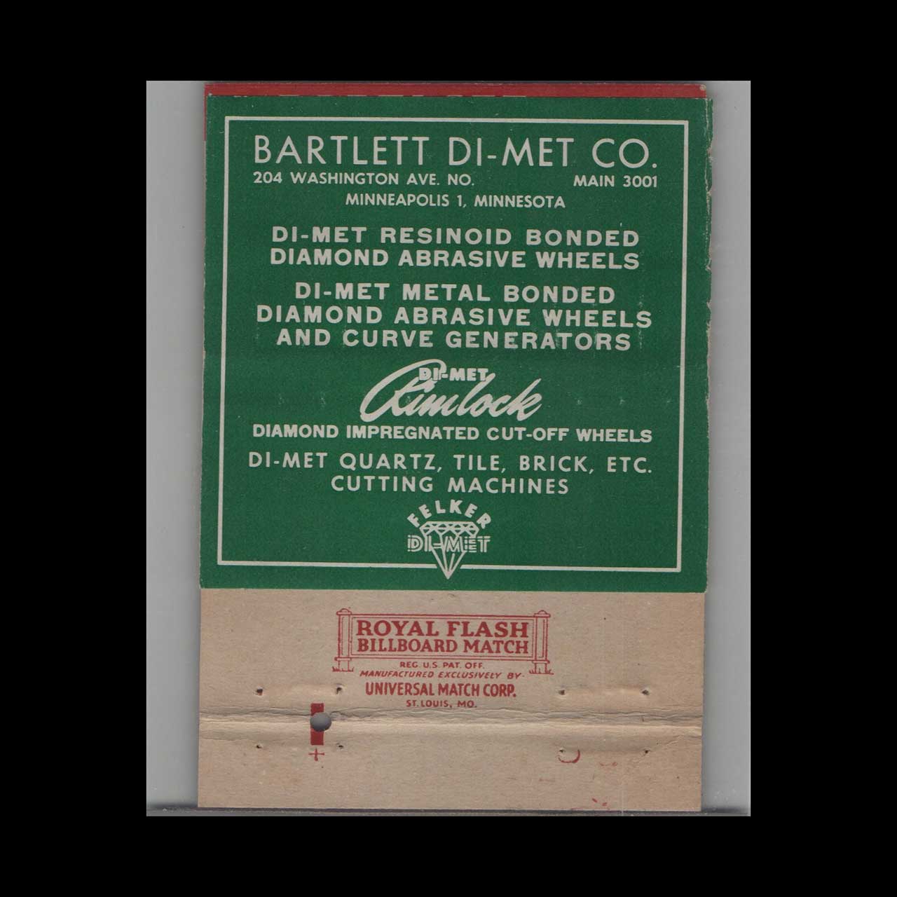 Matchbook Cover Bartlett Inc Supplies For Industry Minneapolis MN Matchbook Cover Bartlett Inc Supplies For Industry Minneapolis MN