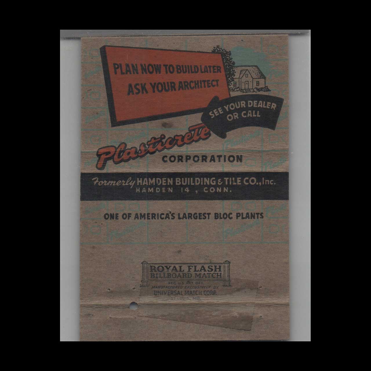 Matchbook Cover Plasticrete Fireproof Fleet Of 10 Trucks Hamden CT Matchbook Cover Plasticrete Fireproof Fleet Of 10 Trucks Hamden CT