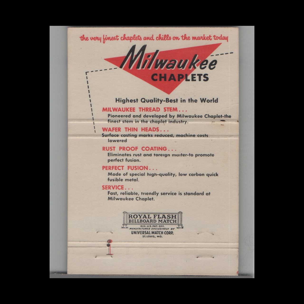 Matchbook Cover Milchap Products Milwaukee WI Matchbook Cover Milchap Products Milwaukee WI