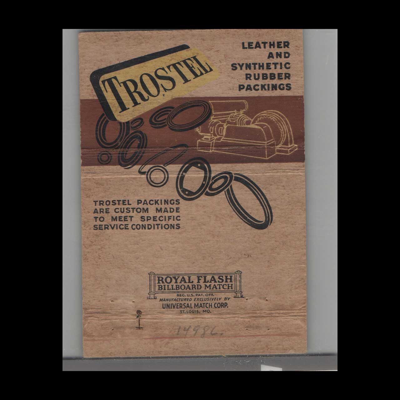 Matchbook Cover Trostel Packings Lake Geneva WI Matchbook Cover Trostel Packings Lake Geneva WI