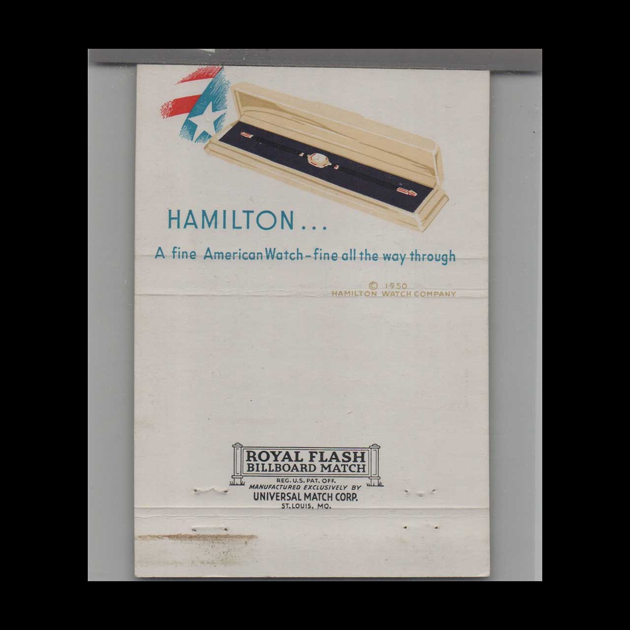 Hamilton Watches Matchbook Cover Stewart & Heney Clinton MA Hamilton Watches Matchbook Cover Stewart & Heney Clinton MA