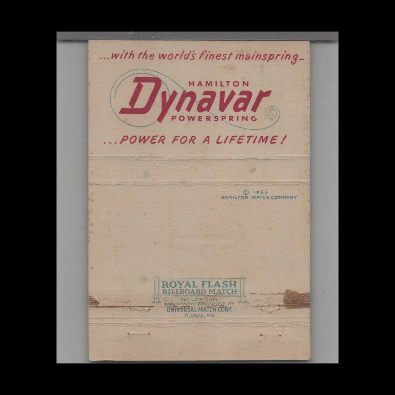 Hamilton Watches Matchbook Cover Ludlow MA Hamilton Watches Matchbook Cover Ludlow MA