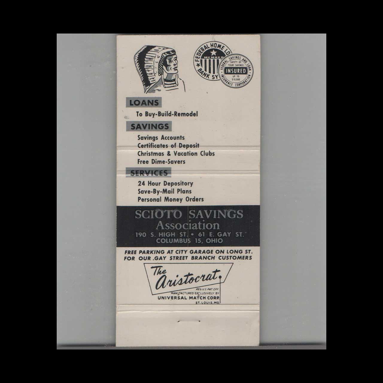Scioto Savings Bank Matchbook Cover Columbus OH Scioto Savings Bank Matchbook Cover Columbus OH
