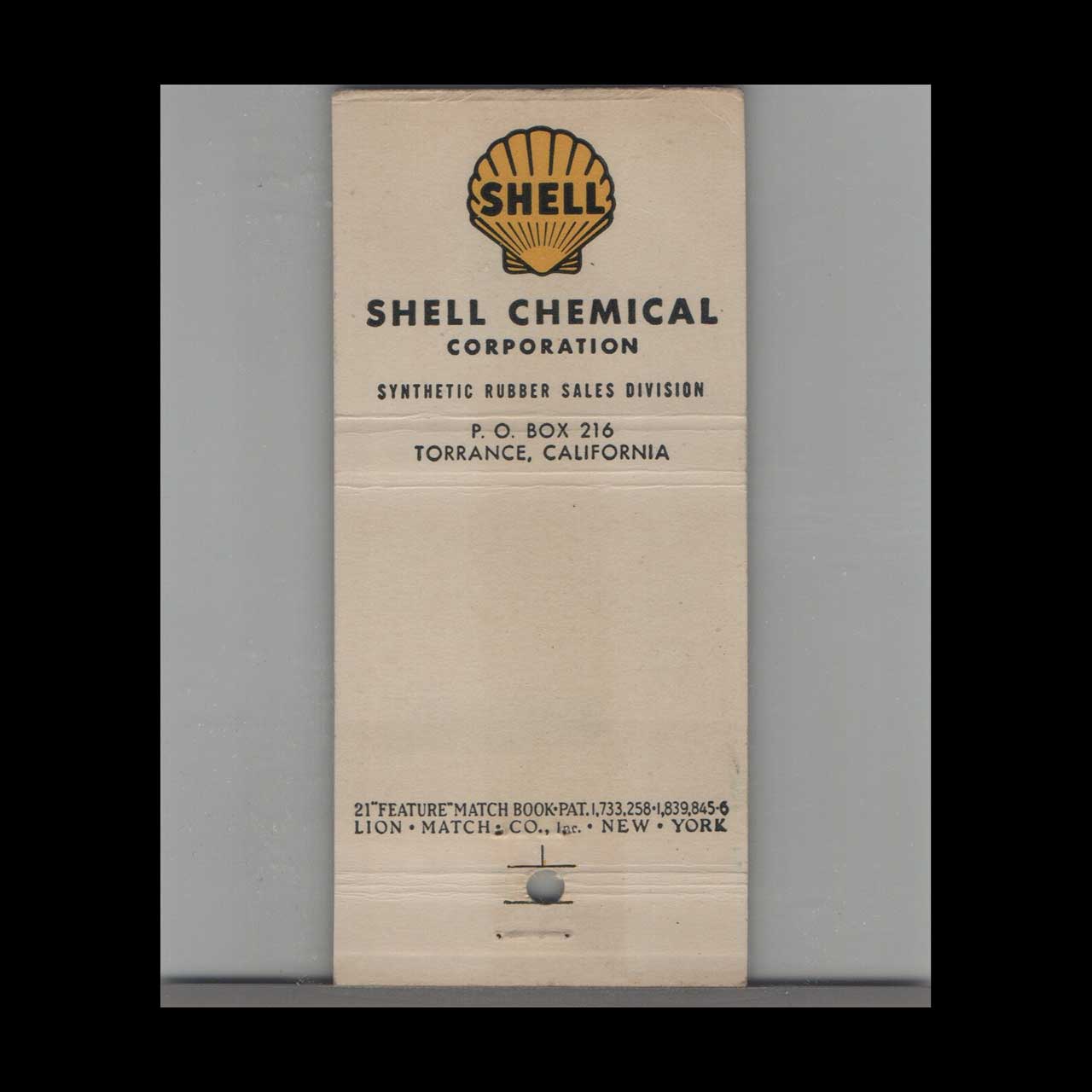 Spot Striker Matchbook Cover Shell Synthetic Rubber Spot Striker Matchbook Cover Shell Synthetic Rubber