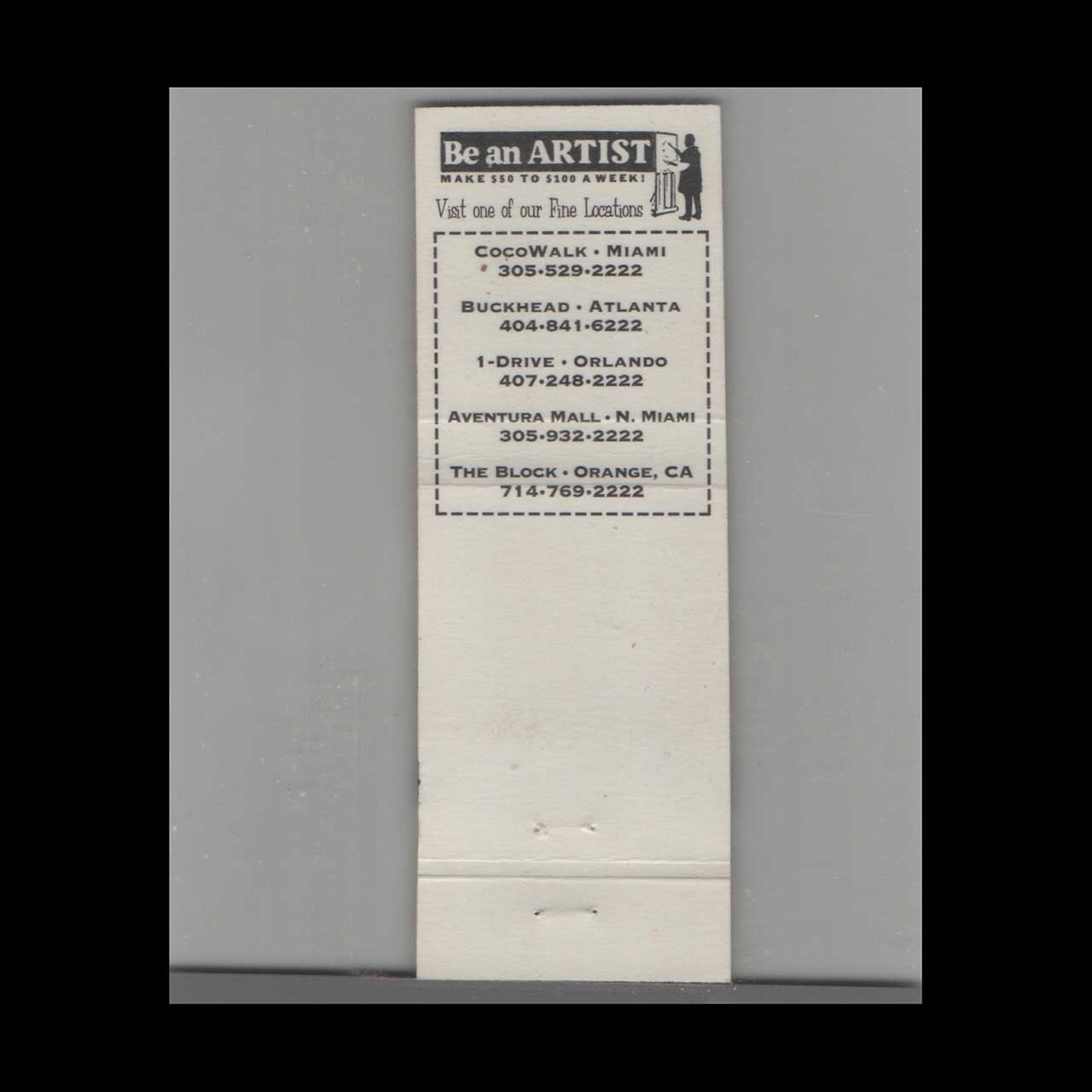 Matchbook Cover Miami FL Cafe Tu Tango Artist Design Matchbook Cover Miami FL Cafe Tu Tango Artist Design