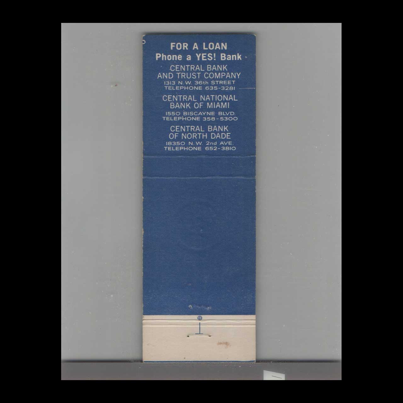 Matchbook Cover Miami FL The Central Banks Matchbook Cover Miami FL The Central Banks