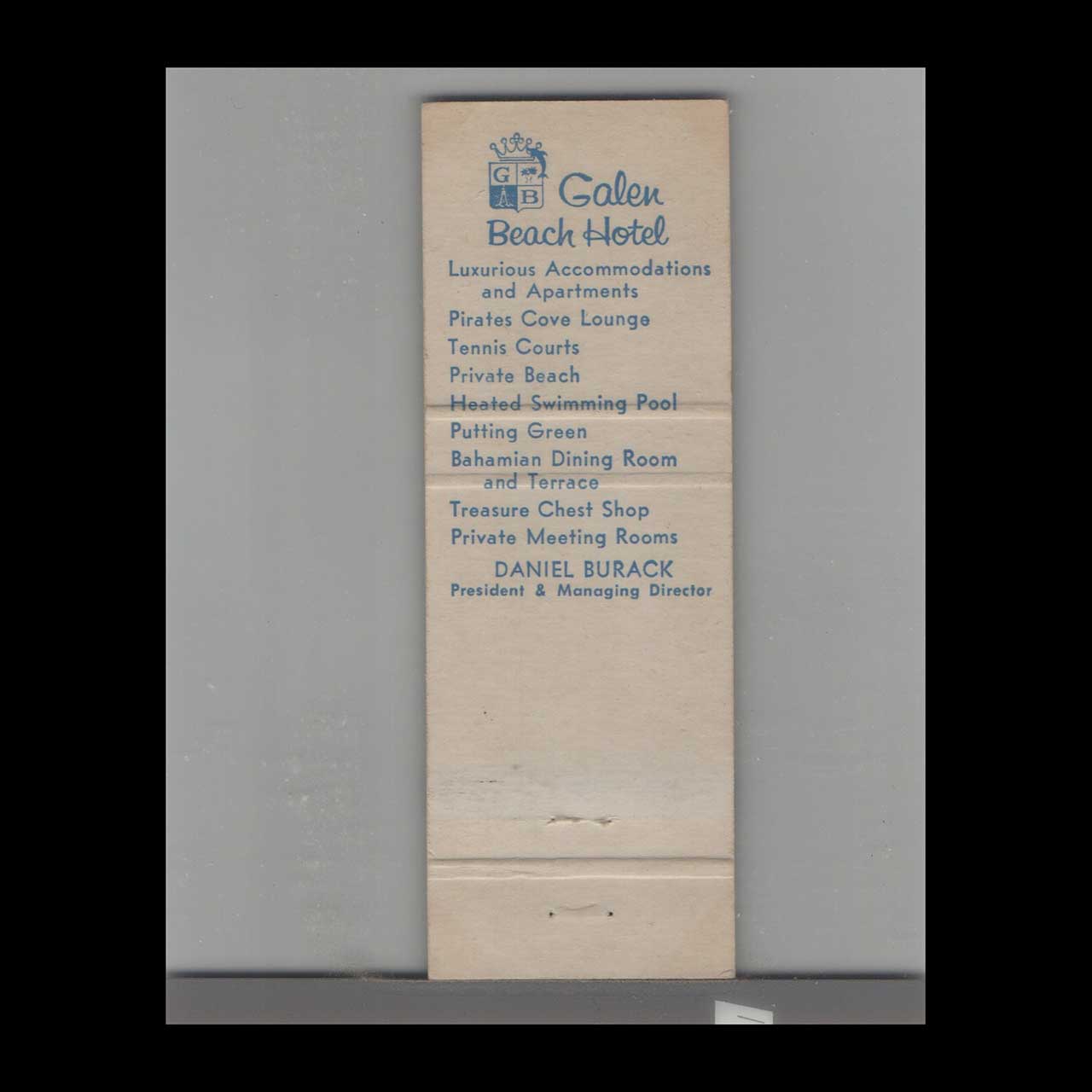 Matchbook Cover Miami FL Golden Beach Hotel Matchbook Cover Miami FL Golden Beach Hotel