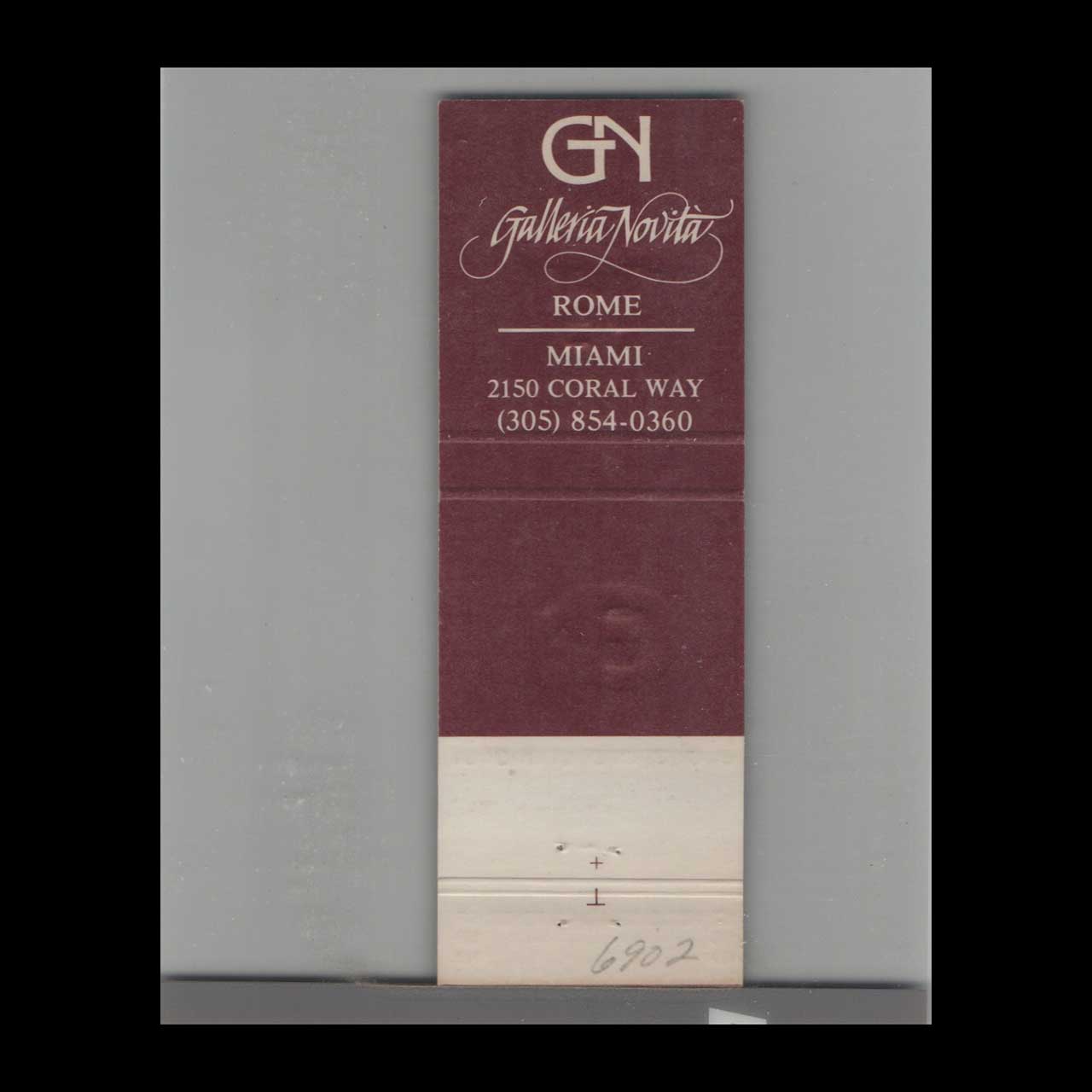 Matchbook Cover Miami FL Galleria Novaita Matchbook Cover Miami FL Galleria Novaita